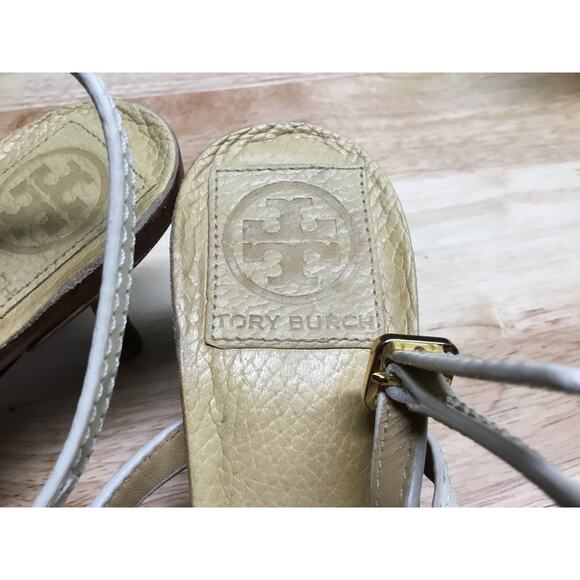 Tory Burch Kailey Bow Kitten Heels Women's 7 Tan Leather Open Toe Slingback - Picture 6 of 6